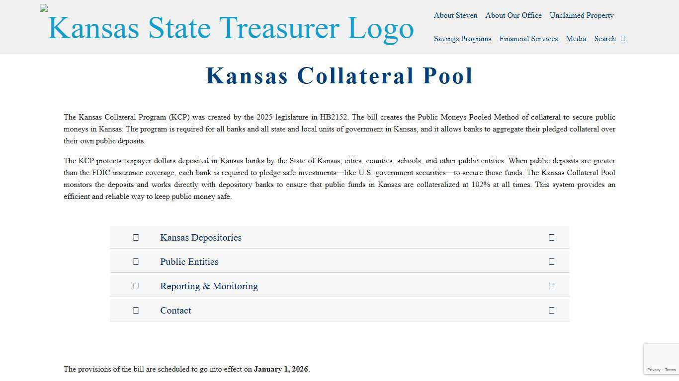 Kansas State Treasurer: Kansas Centralized Collateral Pool